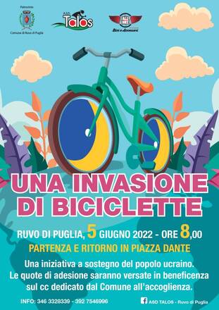 “Un’invasione di biciclette”: domenica mattina Ruvo pedala per l'Ucraina