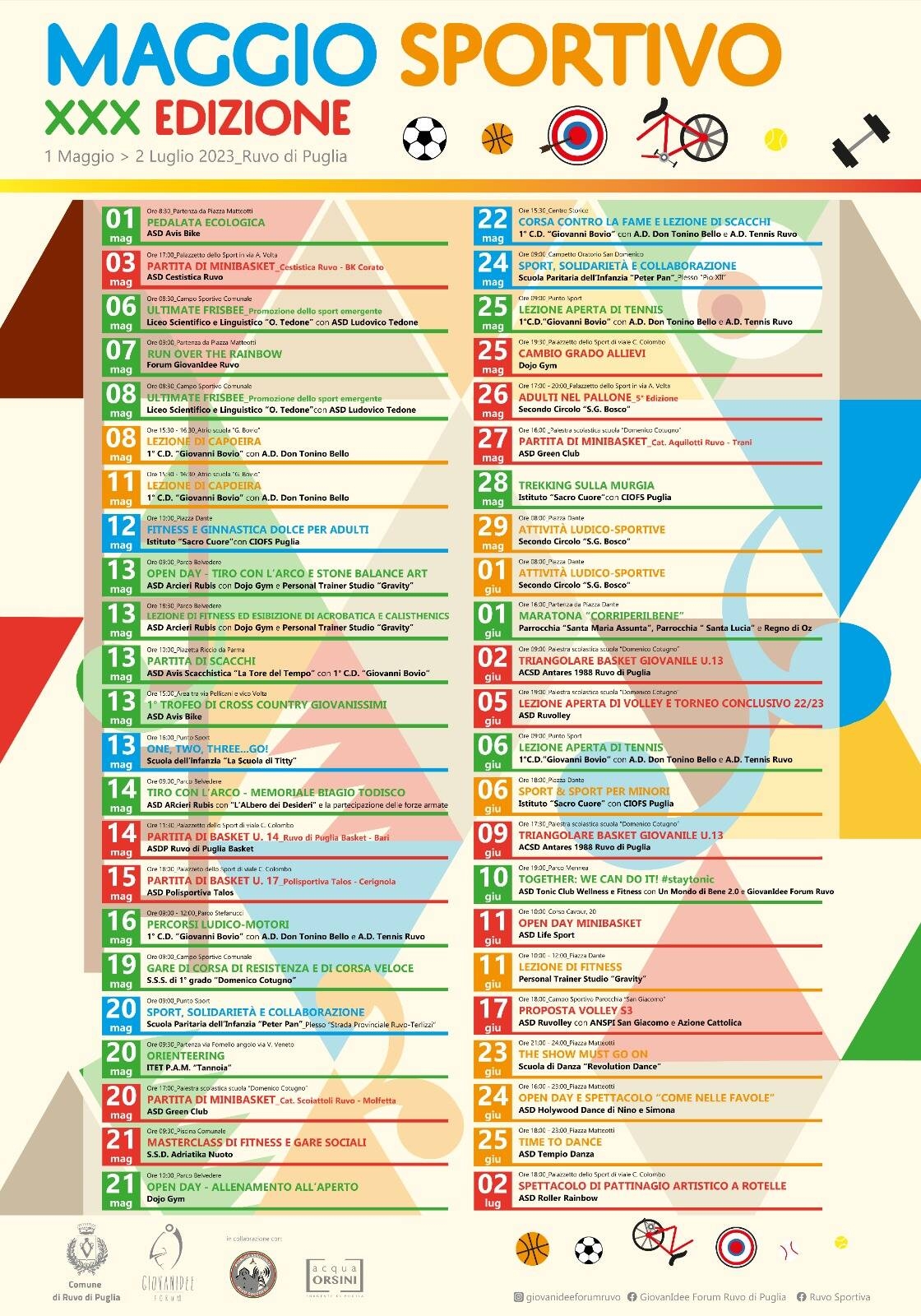 Immagine: Calendario maggio sportivo