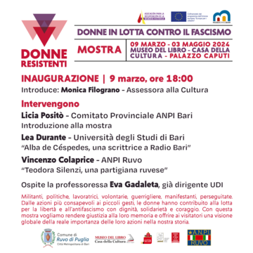 La mostra internazionale sarà esposta dal 9 marzo al 3 maggio “Donne Resistenti. 1936-1945”, in una mostra l’omaggio alle donne che hanno combattuto i fascismi in tutta Europa
