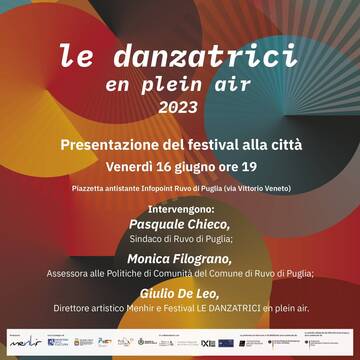 “Le danzatrici en plein air” terza edizione: venerdì 16 a Ruvo di puglia incontro pubblico per la presentazione del programma 2023