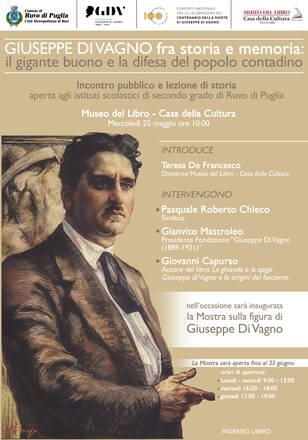 “Giuseppe Di Vagno fra storia e memoria”, mercoledì 25 un incontro pubblico e una mostra per ricordare il deputato antifascista