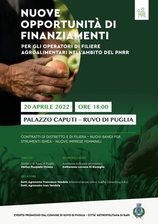 Opportunità di finanziamento per la filiera agricola: mercoledì 20 aprile un incontro informativo