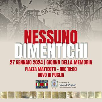 Giornata della Memoria: la mattina del 27 gennaio commemorazione in Piazza Matteotti, martedì 30 presentazione del libro di Antonella Bartolo