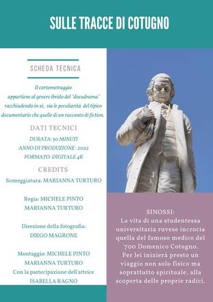 Venerdì mattina proiezione per le scuole del cortometraggio 'Sulle tracce di Cotugno' Si terrà venerdì 11 novembre presso il Nuovo Teatro Comunale di Ruvo di Puglia (ore 9.30 per le Secondarie di II...