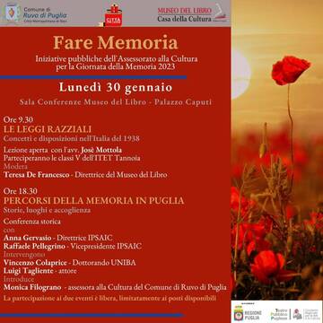 Memoria e ricordo le iniziative a Ruvo Di Puglia 